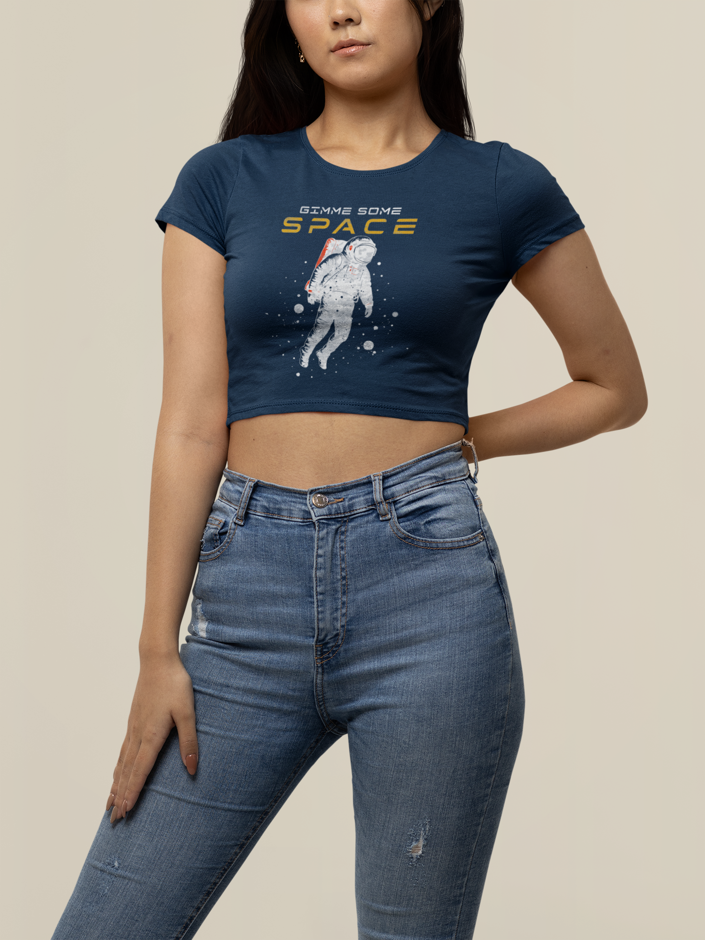 Gimme Some Space Astronaut Graphic Crop Top