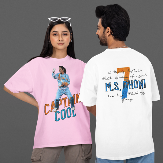 Captain Cool MS Dhoni Graphic Oversized Unisex T-Shirt