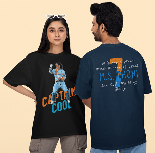 Captain Cool MS Dhoni Graphic Oversized Unisex T-Shirt