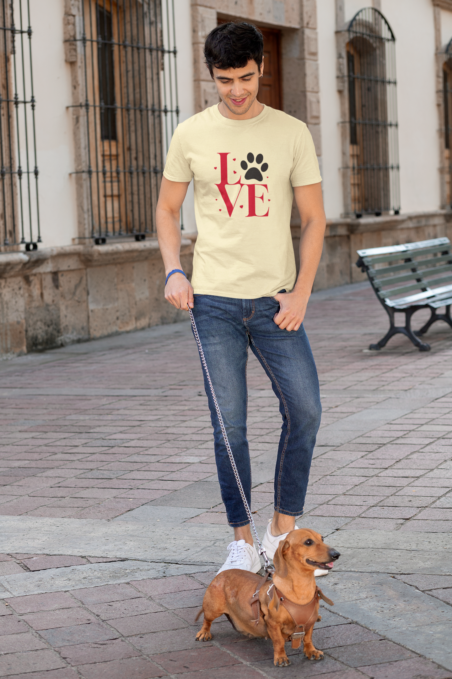 Dog Dad Love Paw Print Men's T-Shirt