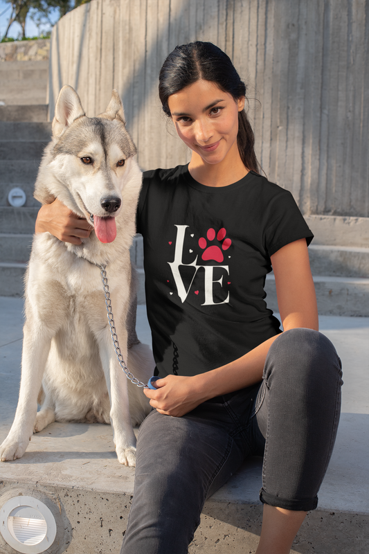 Dog Mom Love Paw Print Women's T-Shirt