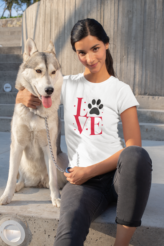 Dog Mom Love Paw Print Women's T-Shirt